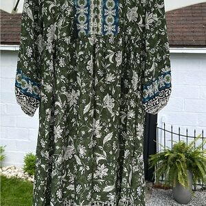 Zara Long Sleeve Dress in Green and Blue